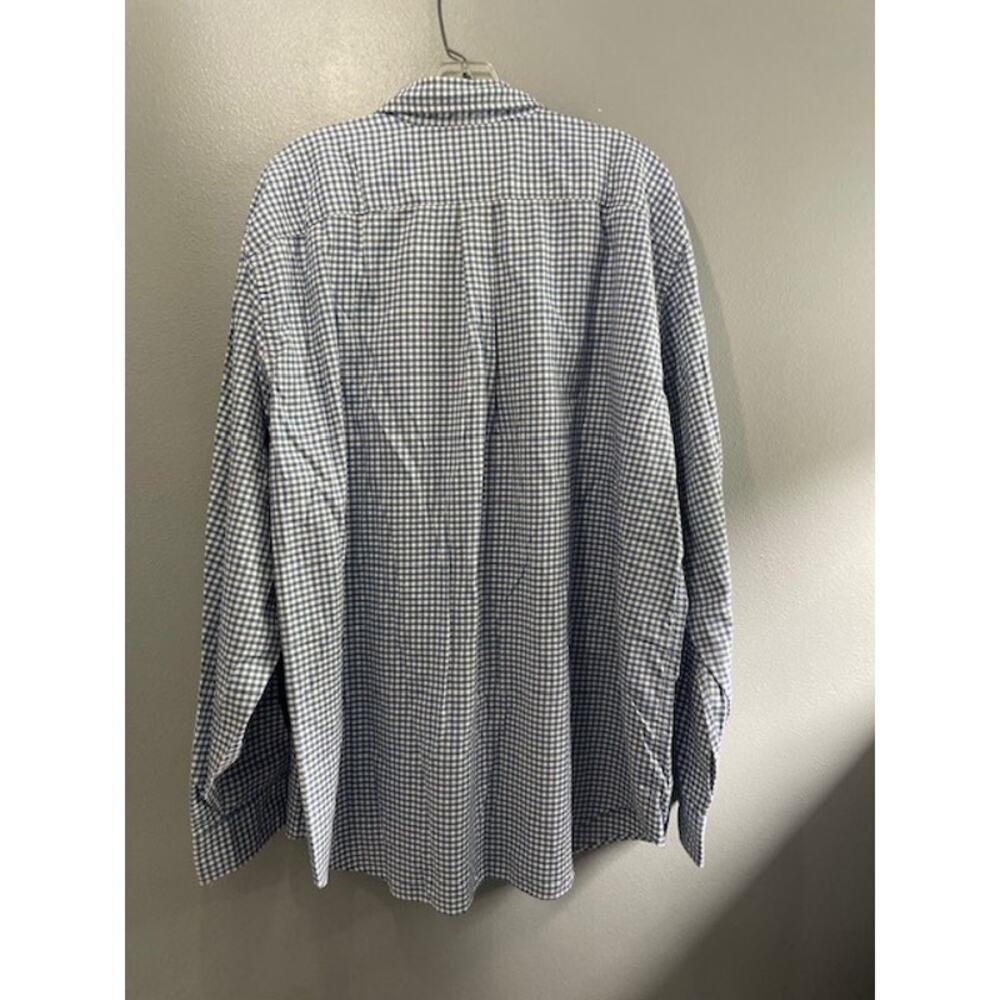 Land's End Men's Size XXL Long Sleeve Button Down‎ Cotton Shirt Blue Checked - Picture 3 of 5